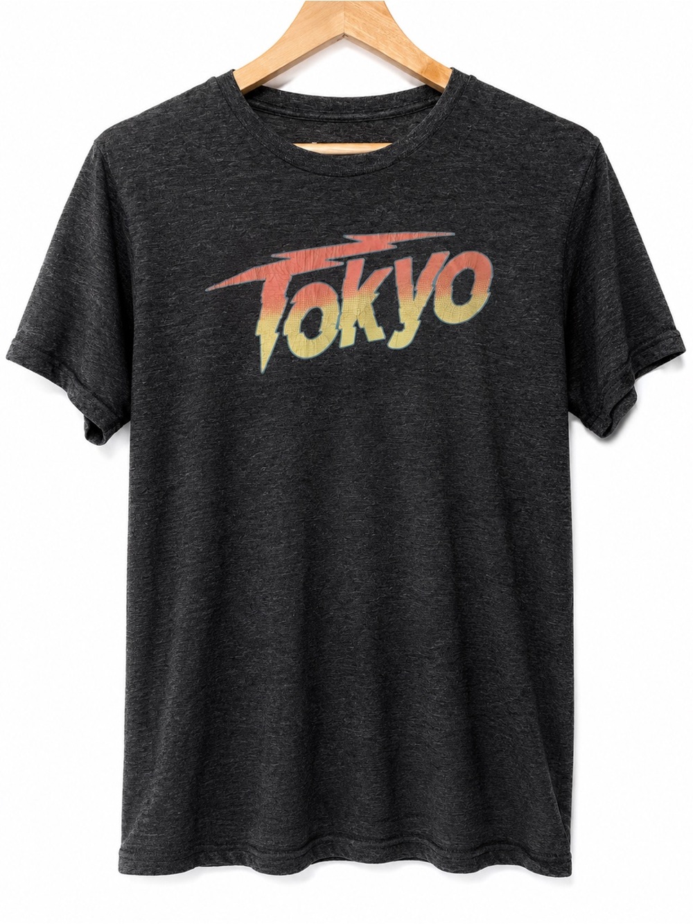 Free State Charcoal Graphic Tee with Red and Yellow 'Tokyo' Print